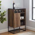 Rustic Oak Wood and Glass Bar Cabinet S110605