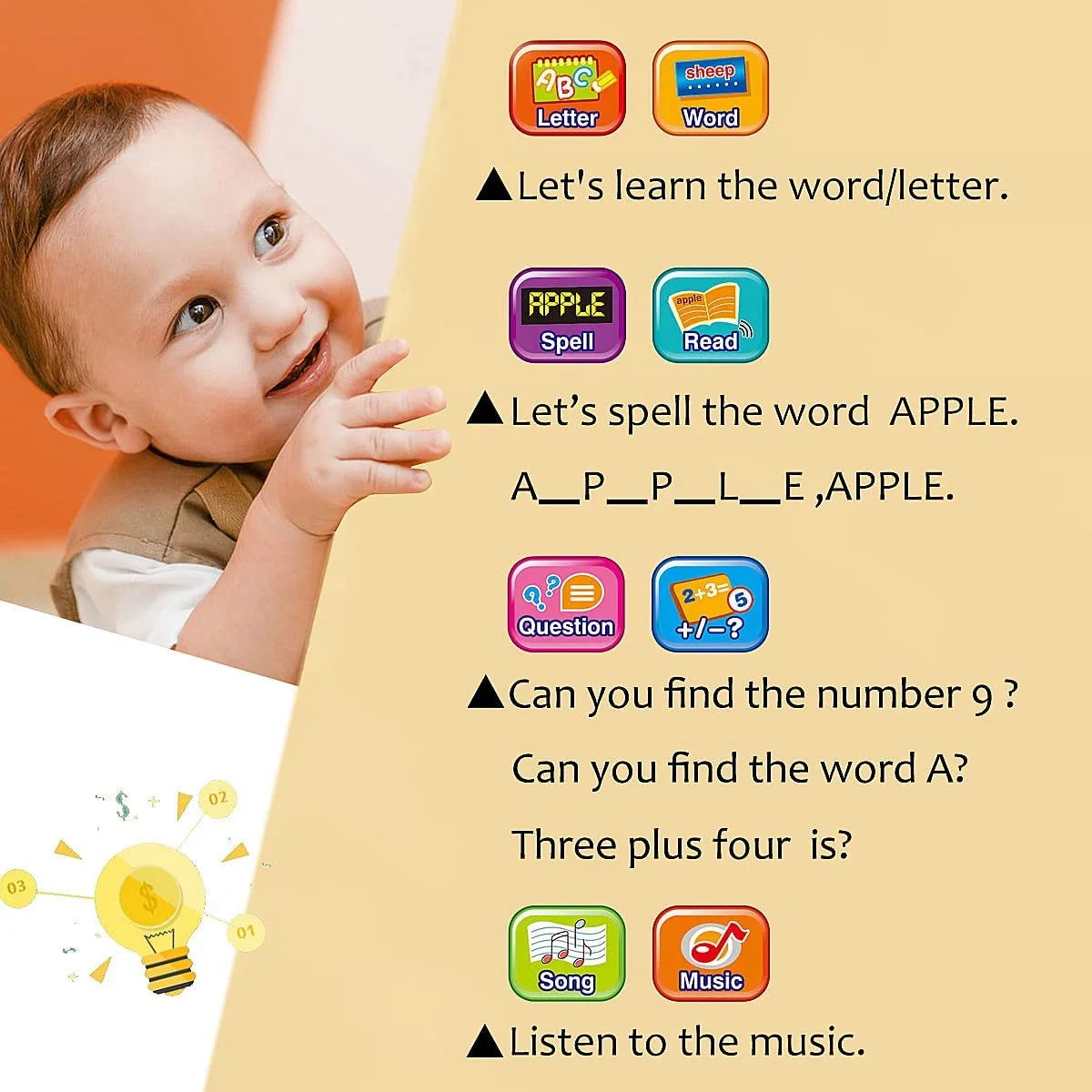 Kid Tablet Toddler Learning Pad Educational Toys N4698