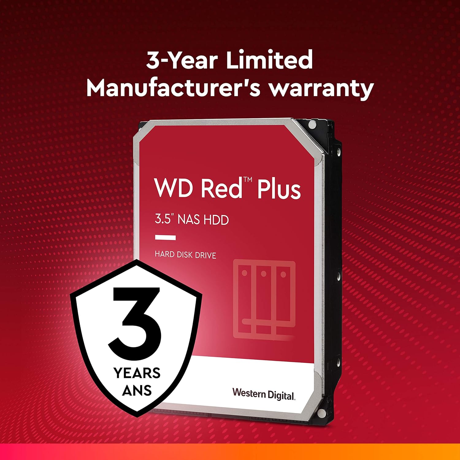 6TB WD Red Plus NAS Internal Hard Drive HDD - 5640 RPM, SATA 6 Gb/s, CMR, 128 MB Cache, 3.5 W2742