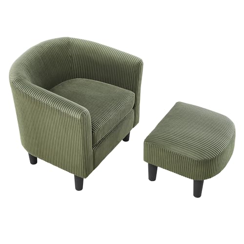 Green Corduroy Accent Chair with Ottoman K884