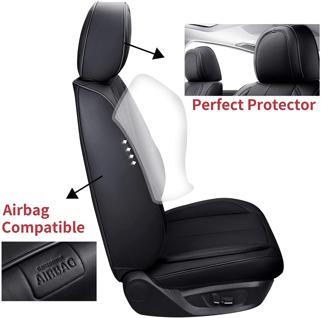 Black Waterproof Leather 6 Pieces Auto Seat Protectors A837843
