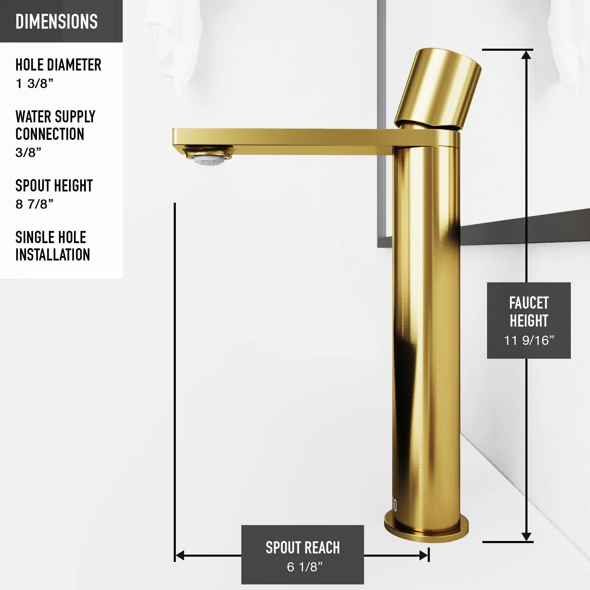 Matte Black 1-Handle Vessel Bathroom Faucet M708