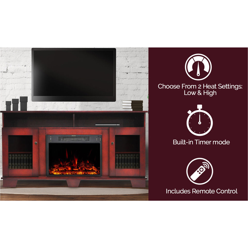 Electric Fireplace Heater with Cherry TV Stand G75117