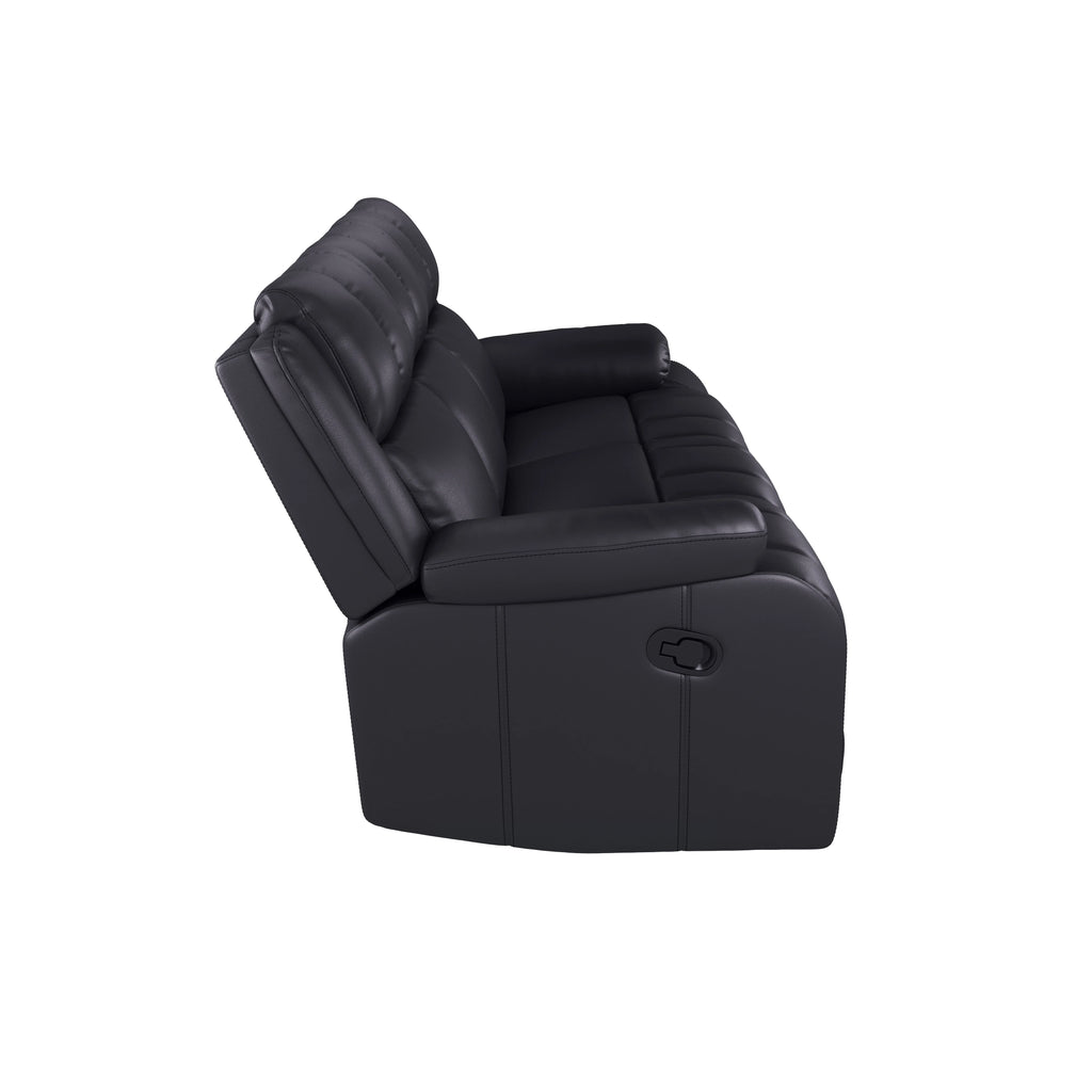 Caviar Black Faux Leather Reclining Sofa P317