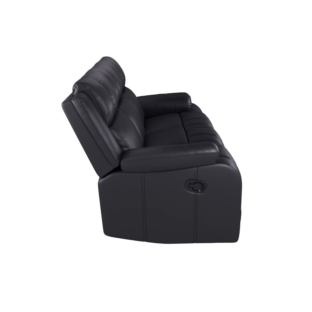 Caviar Black Faux Leather Reclining Sofa P317