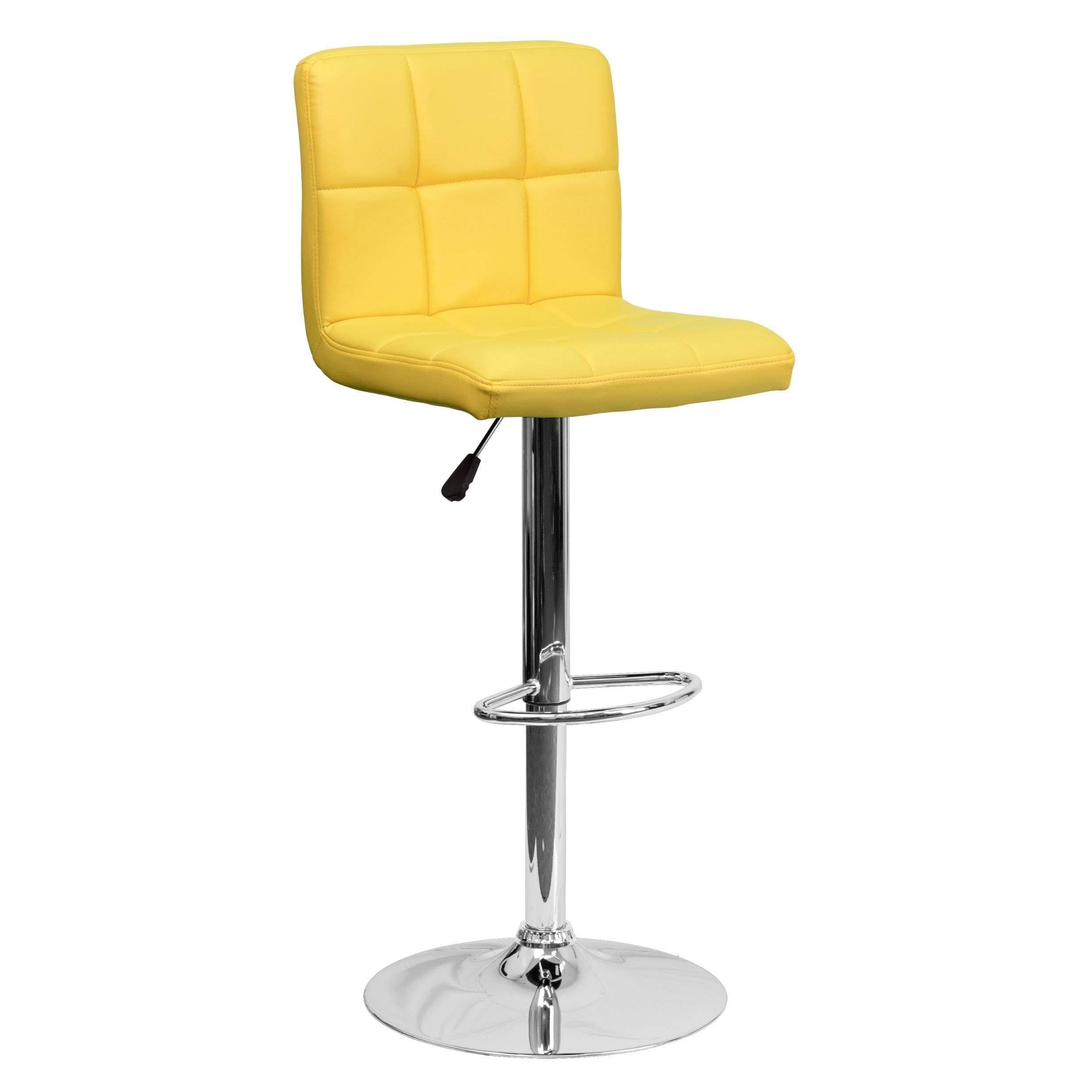 Black Quilted Vinyl Adjustable Height Barstool with Chrome Base D2765