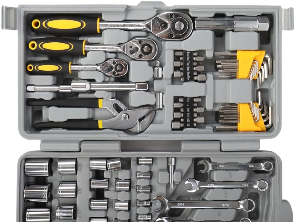 205 Piece General Household Hand Tool Kit with Plastic Toolbox Storage Case V353421