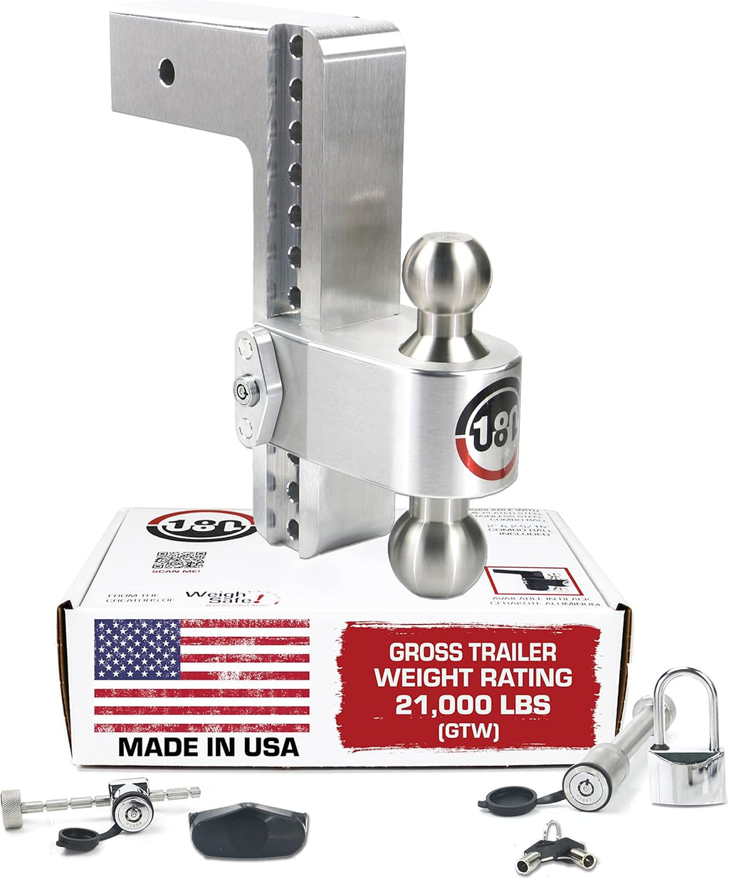 Aluminum Adjustable 6" Drop, Stainless Steel Ball, 3" Receiver Hitch T90974