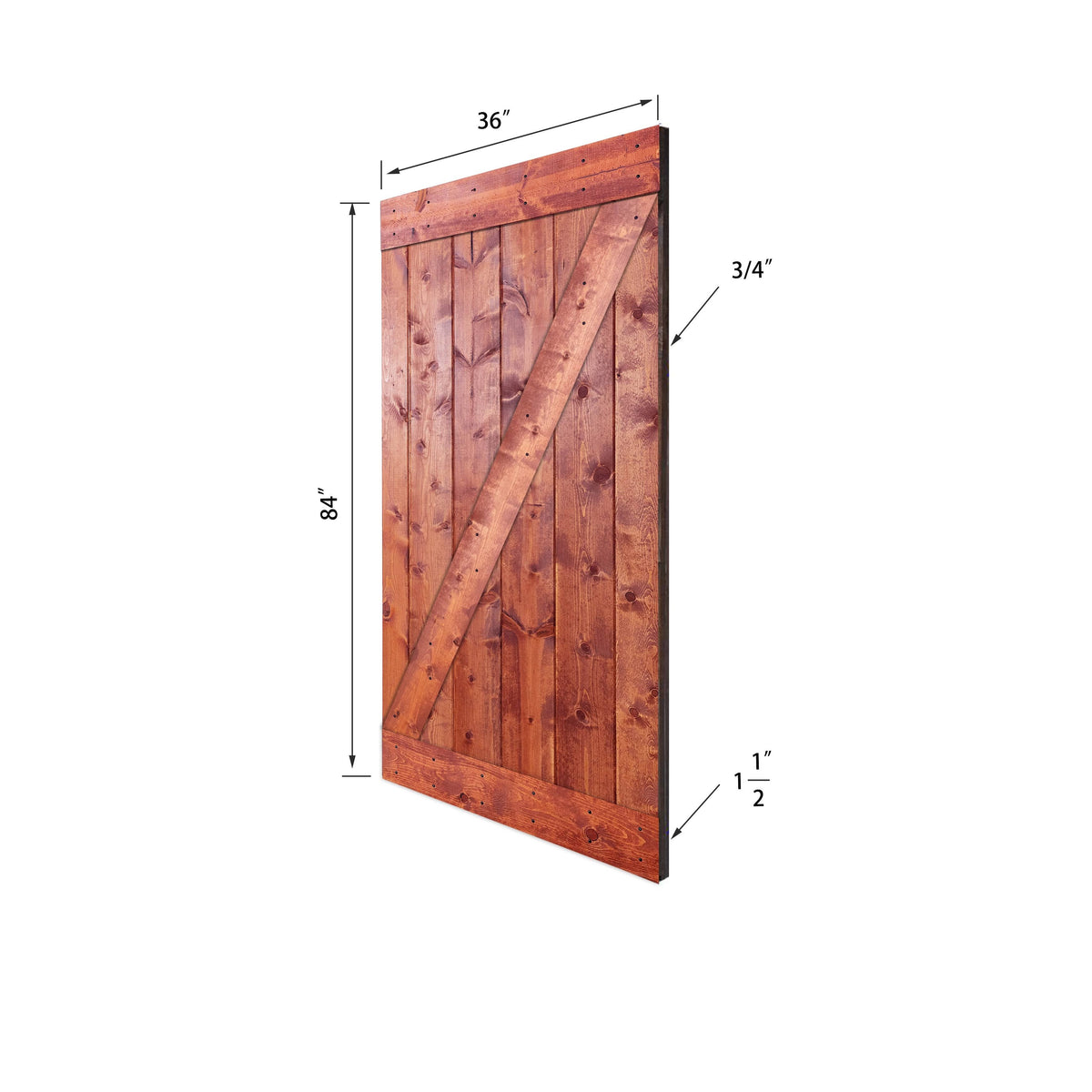 Red Oak Paneled Wood Barn Door with Installation Hardware Kit W783727