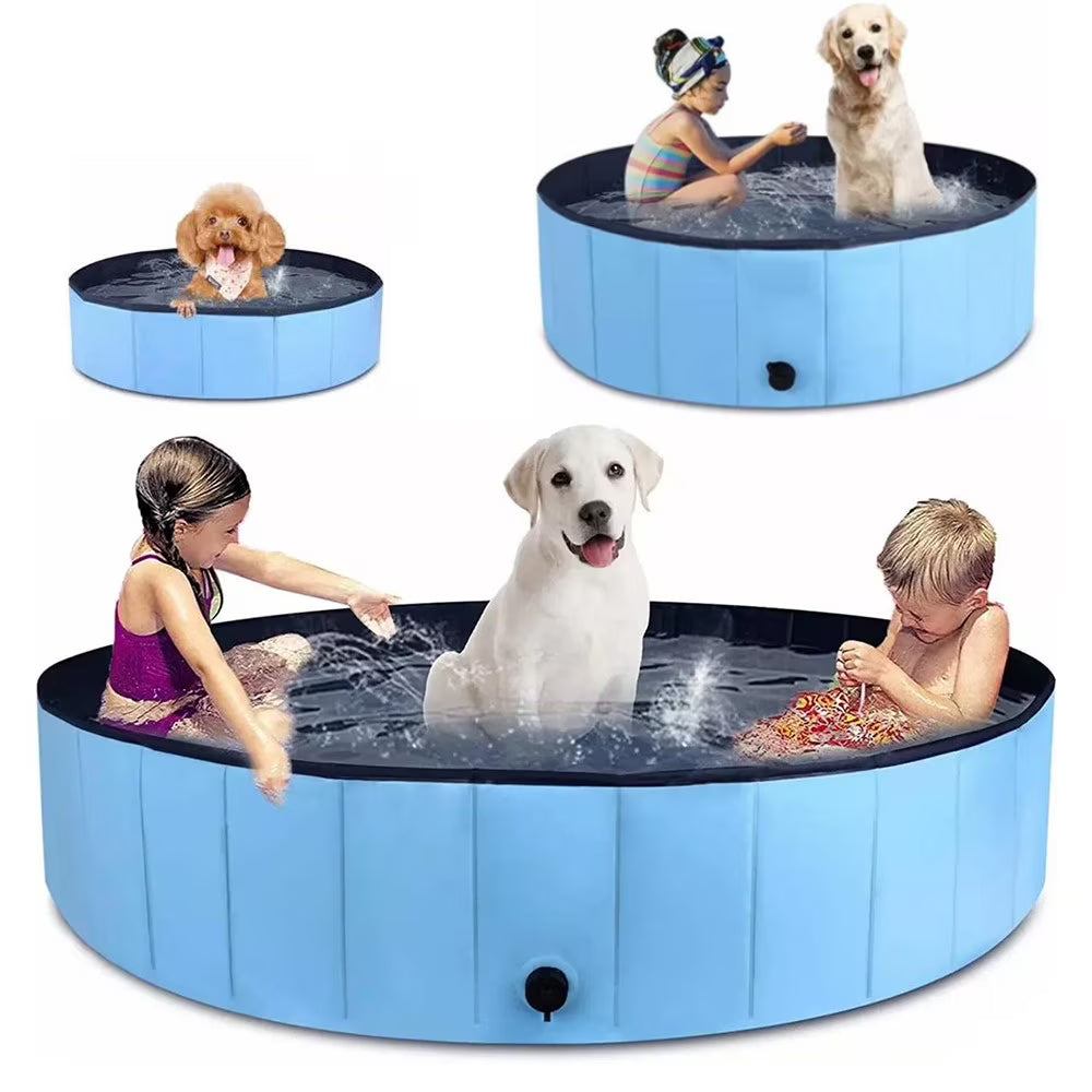 Blue L (63") Foldable PVC Pet Dog Pool E11267