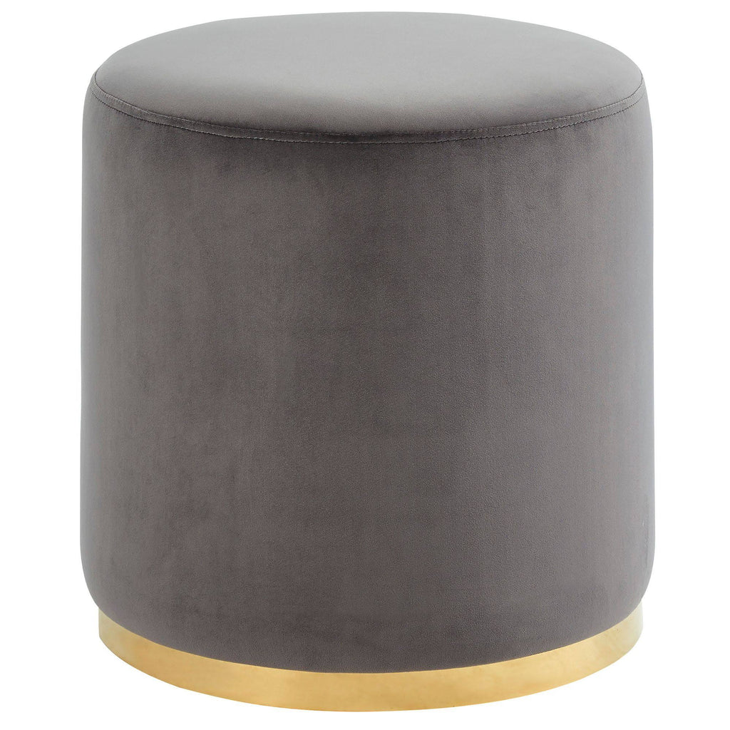 Gray and Gold Round Ottoman Y799185