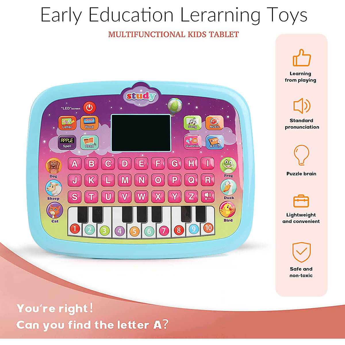 Kid Tablet Toddler Learning Pad Educational Toys N4698