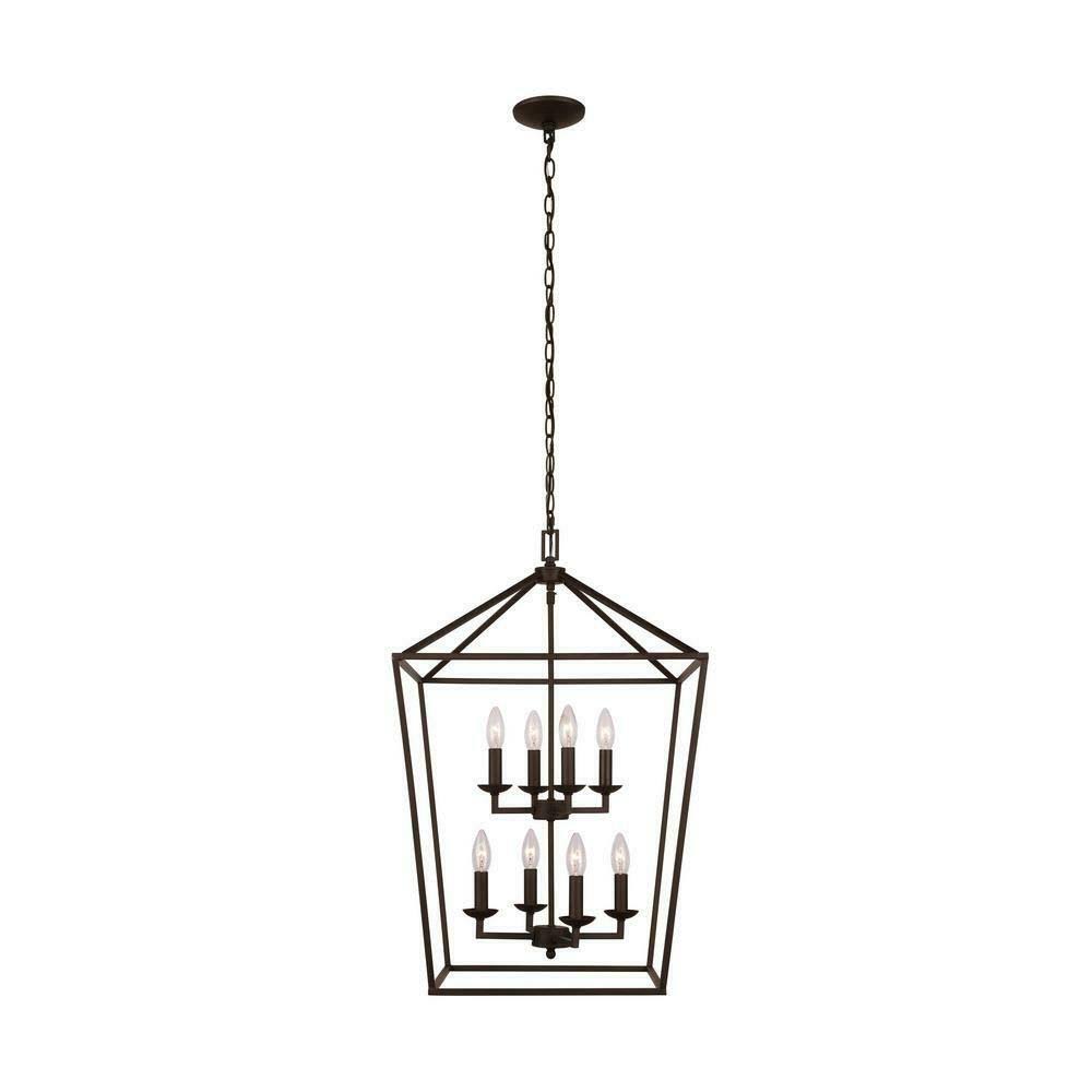 8-Light Bronze Caged Chandelier L997