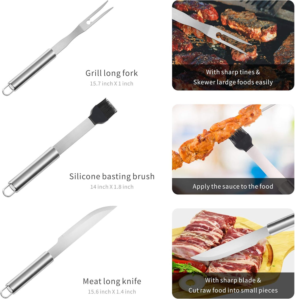 32 PCS BBQ Grill Tool Set with Thermometer in Heavy Duty Aluminum Case V7783