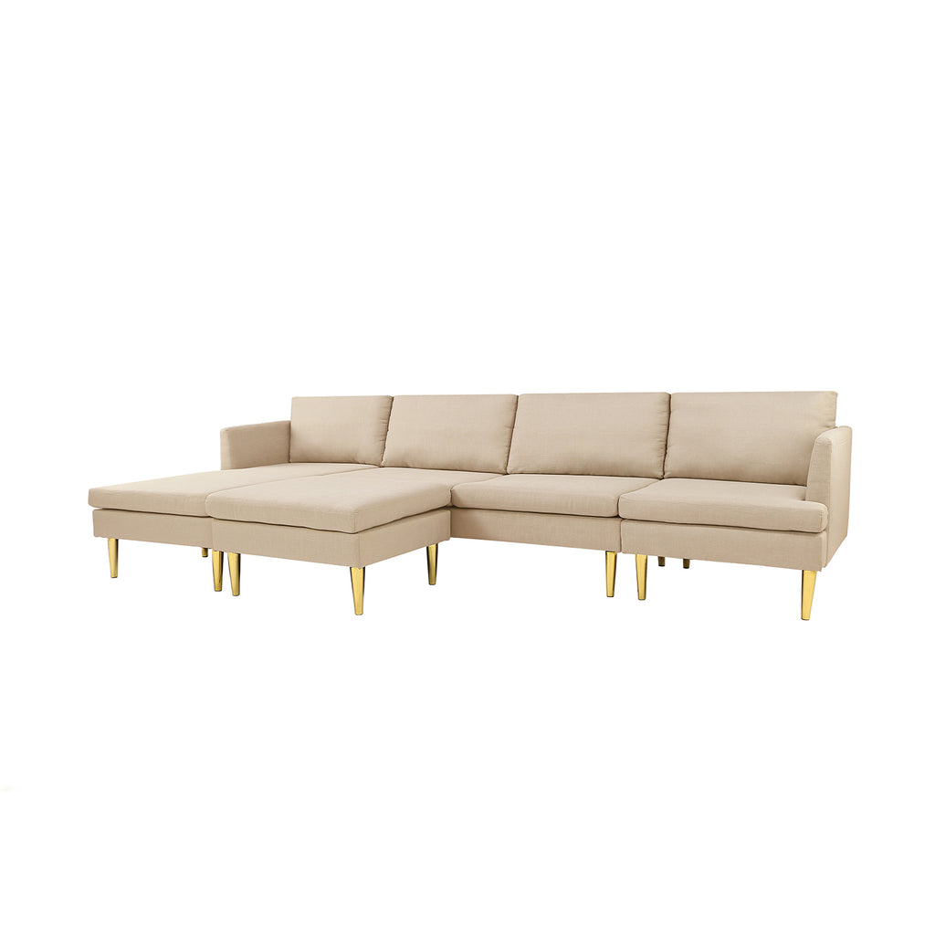 Modern Convertible Polyester Sectional Sofa with Ottoman Q7582