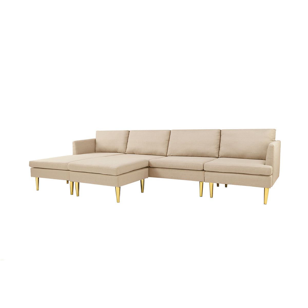 Modern Convertible Polyester Sectional Sofa with Ottoman Q7582