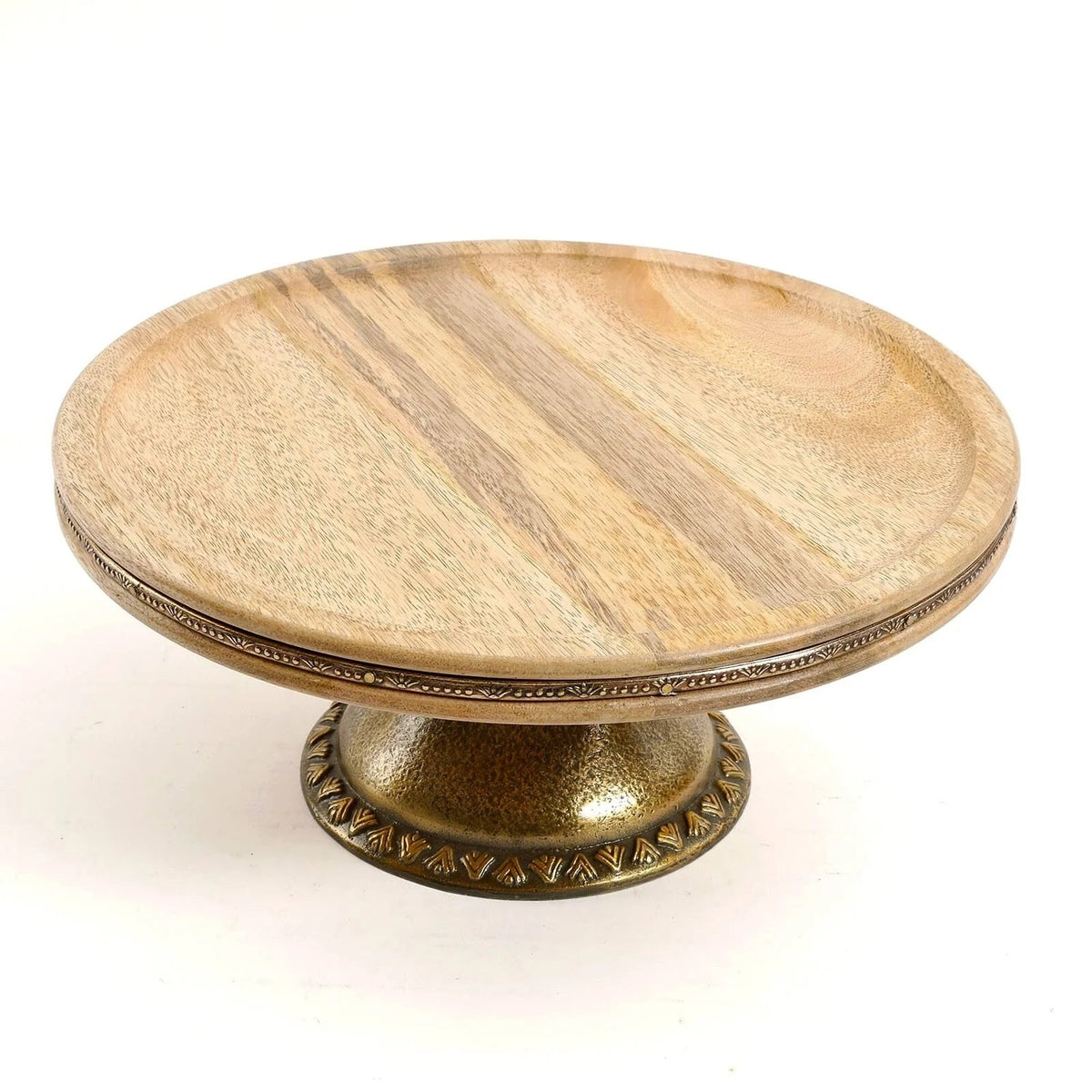 Brown Wood Pedestal Cake Stand Server P321707