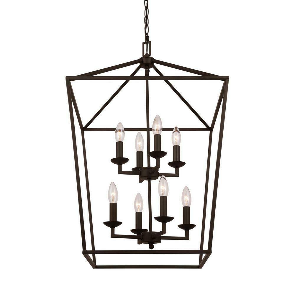 8-Light Bronze Caged Chandelier L997