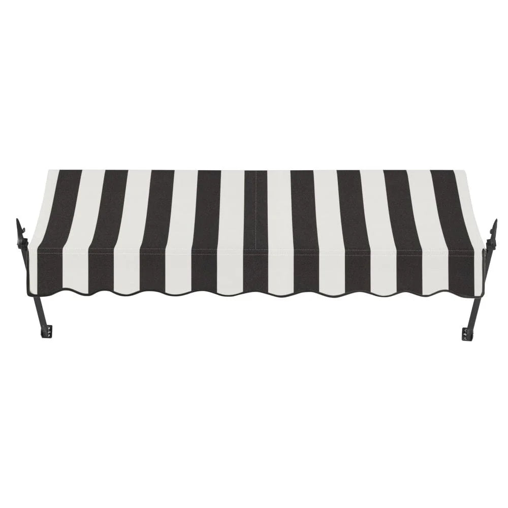 Black/White Stripe Acrylic Fixed Awning W85874