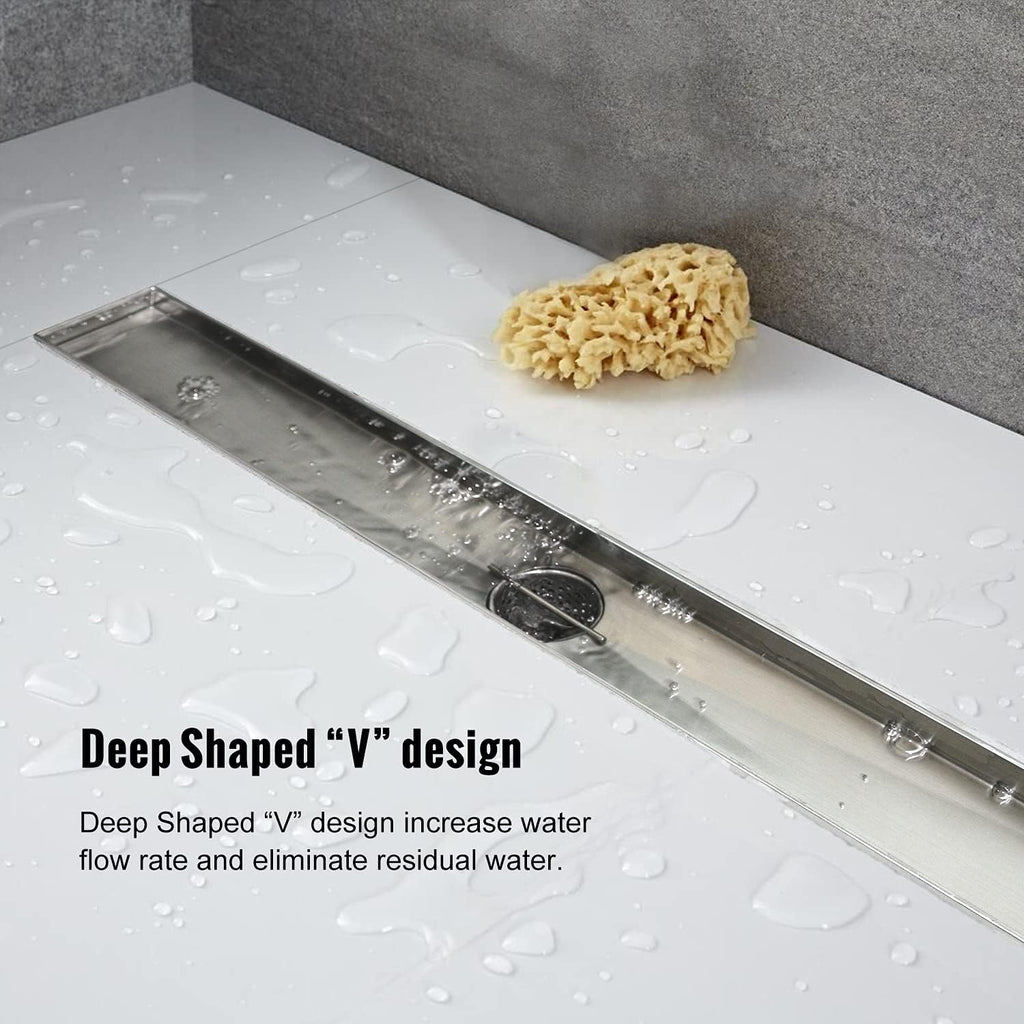Linear Shower Drain 24 inch with Tile Insert 2-in-1 Panel, Brushed 304 Stainless Steel, Pack of 2 Y71964