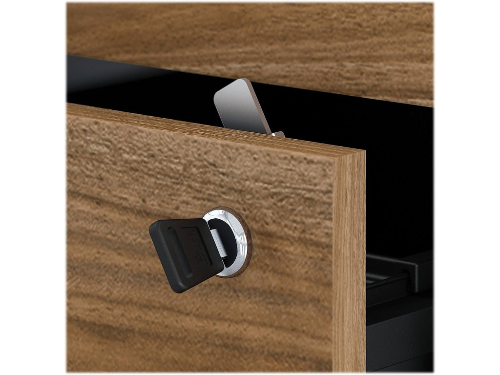 72w Desk with Drawers and Storage Cabinet Fresh Walnut White X8299
