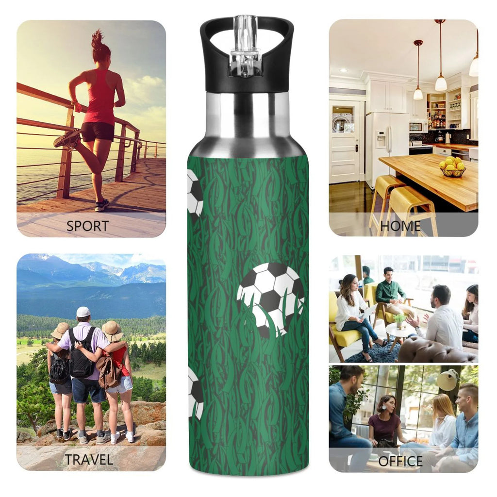 Green Stainless Steel Insulated Water Bottle with Straw Lid Z963