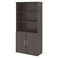 Bookcase with 5 Shelves and 2 Doors, Wood Composite, Storm Gray K256