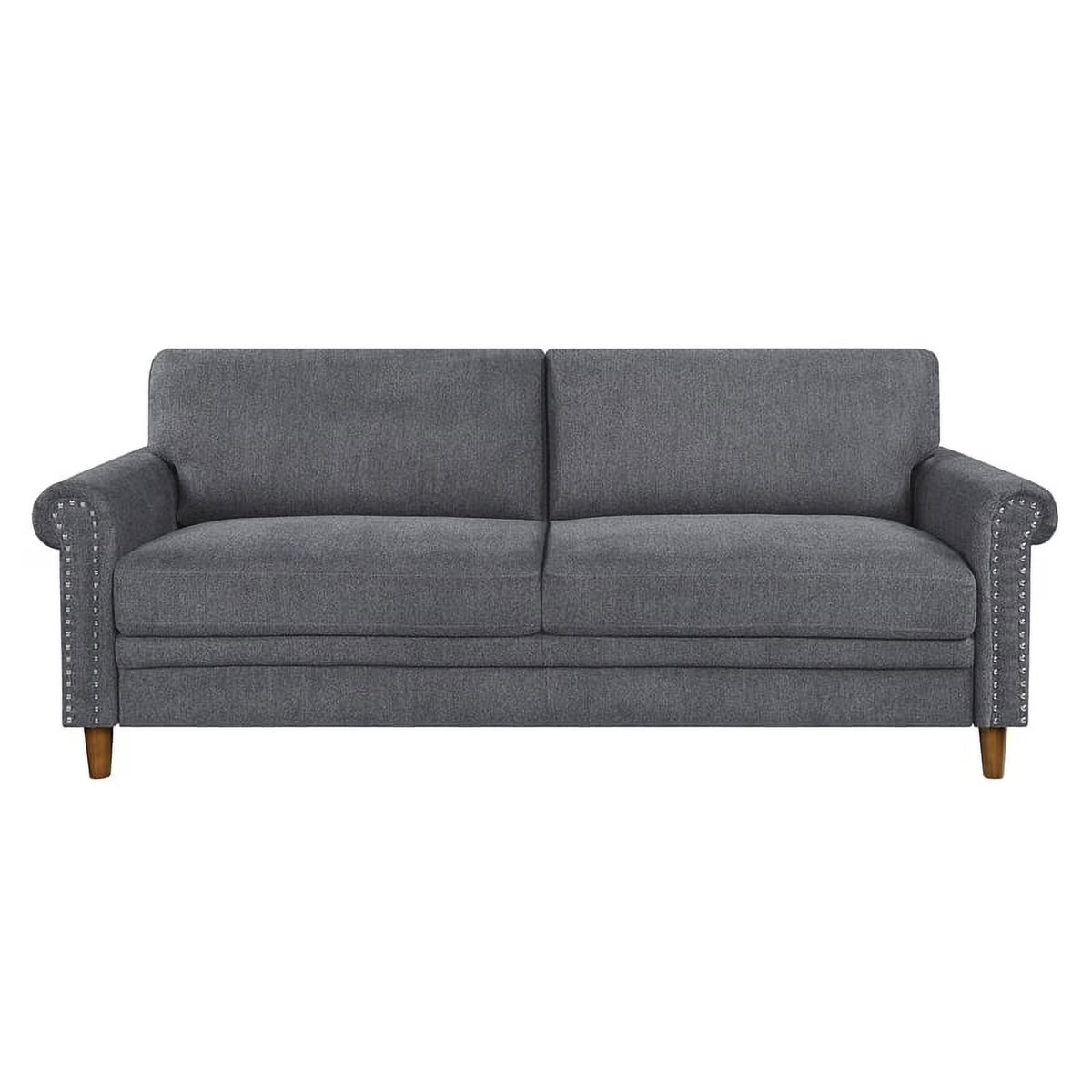 Dark Gray Fabric Upholstered Sofa with Roll Arms O1548