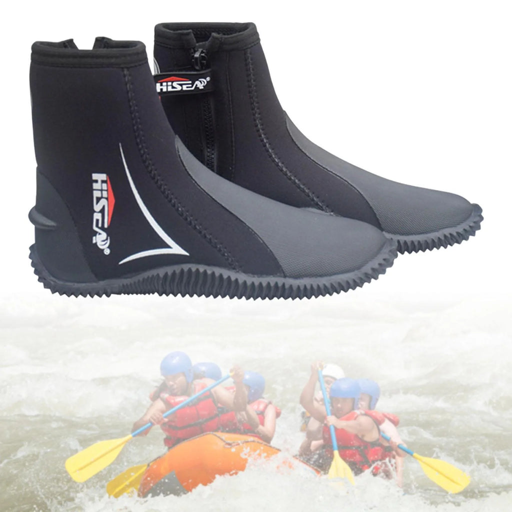 5mm Neoprene Scuba Diving Booties Wetsuit Boots Water Sports Unisex Anti Slip Rubber Sole Swim Surf for Wakeboarding Diving Kayaking Fishing 24.5-25 X1221