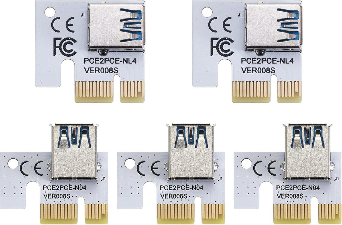 PCI-E 1X Adapter Card, 3 Upward + 2 Right Output USB 3.0 Interface, 5 Pack R3139