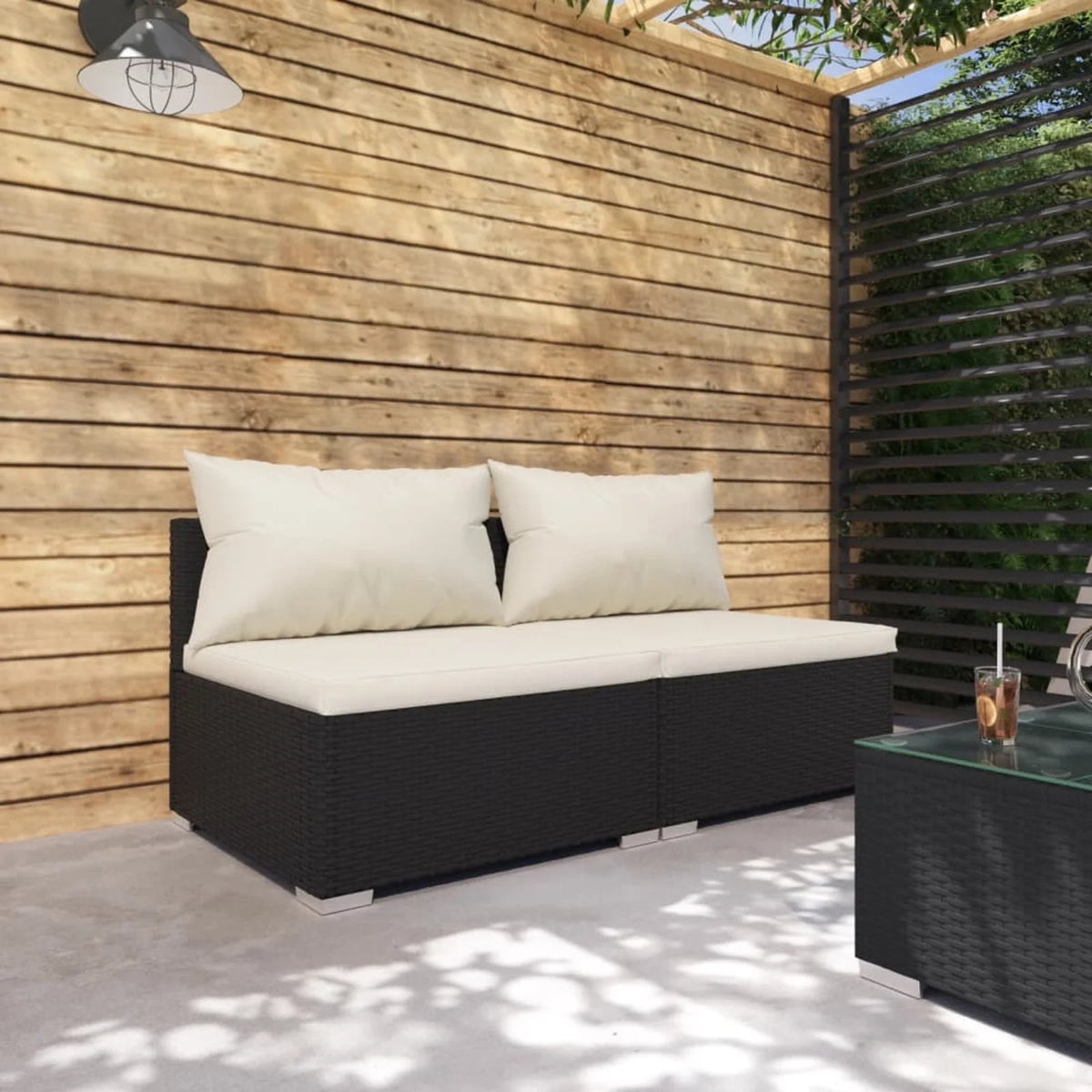 2 Piece Poly Rattan Patio Set with Cushions S1357