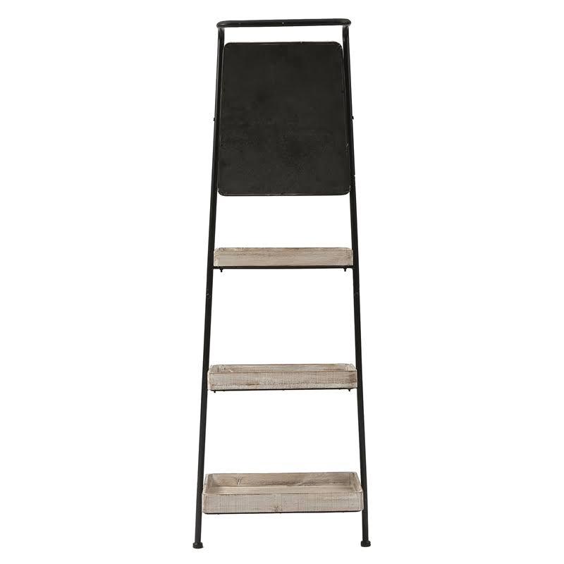 Metal and Wood Three-Tier Ladder Shelf Bookcase Q291646