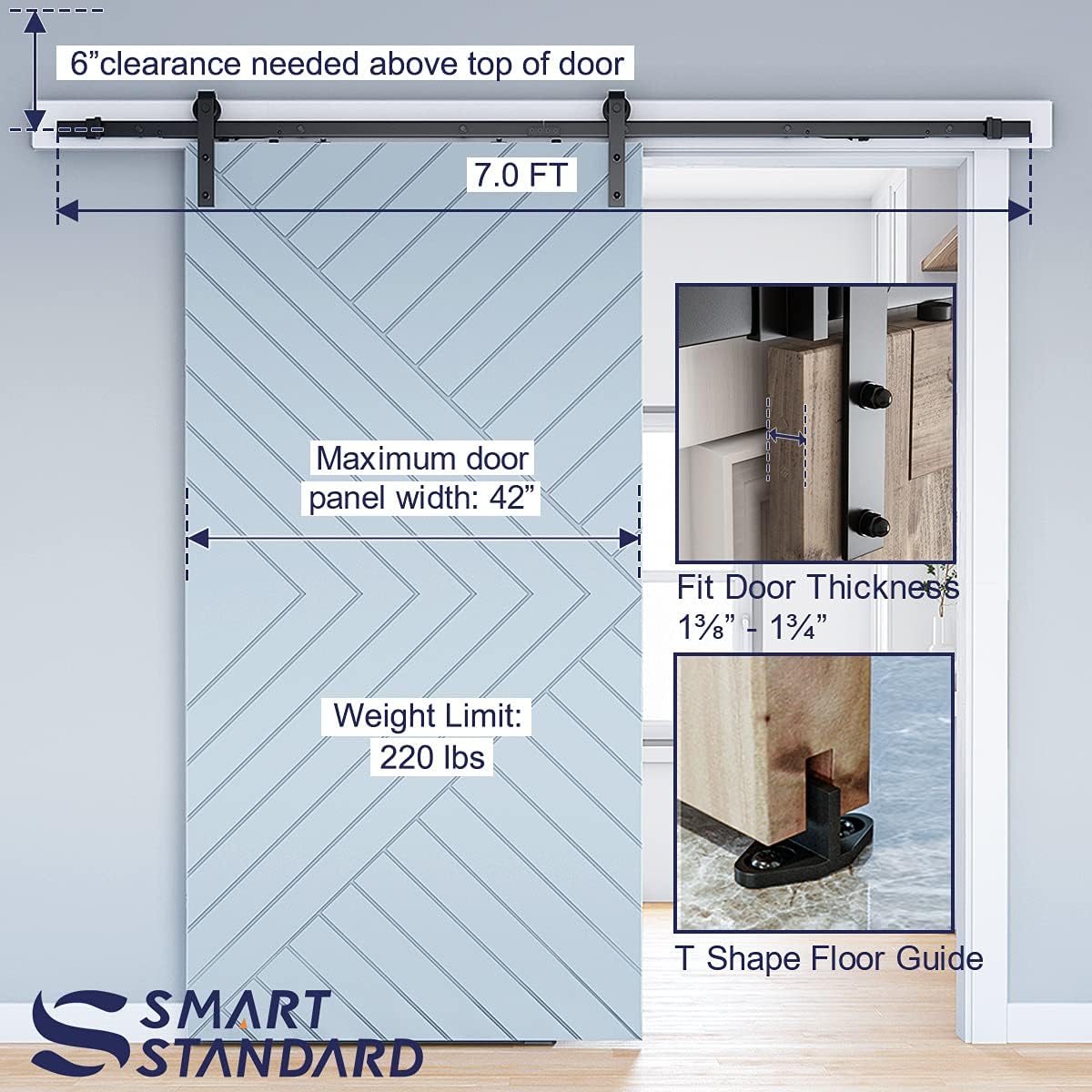 9FT Barn Door Soft Close Hardware Kit N17169