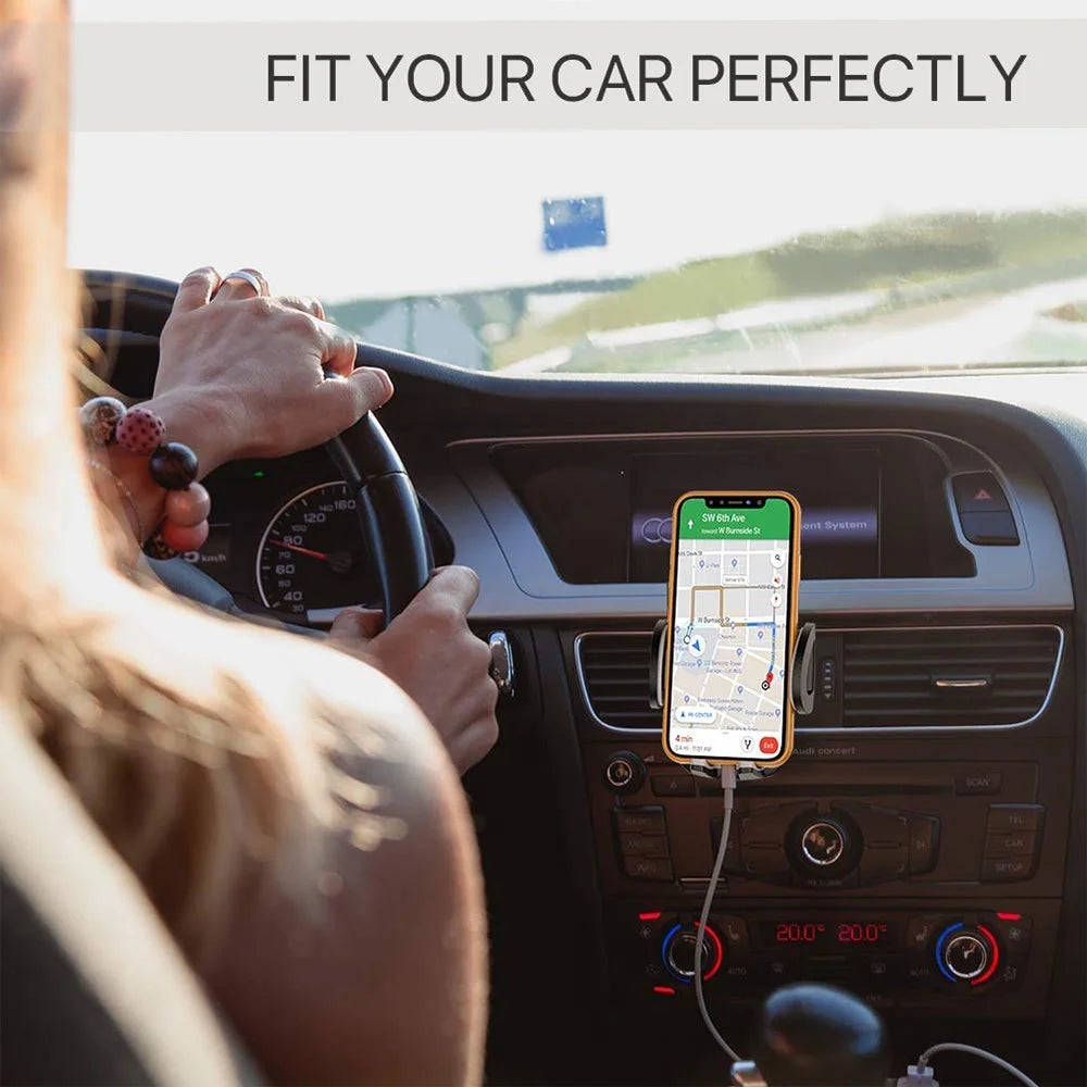 Black Car Phone Mount Charger with Cradle & 3A Dual USB Port S7500