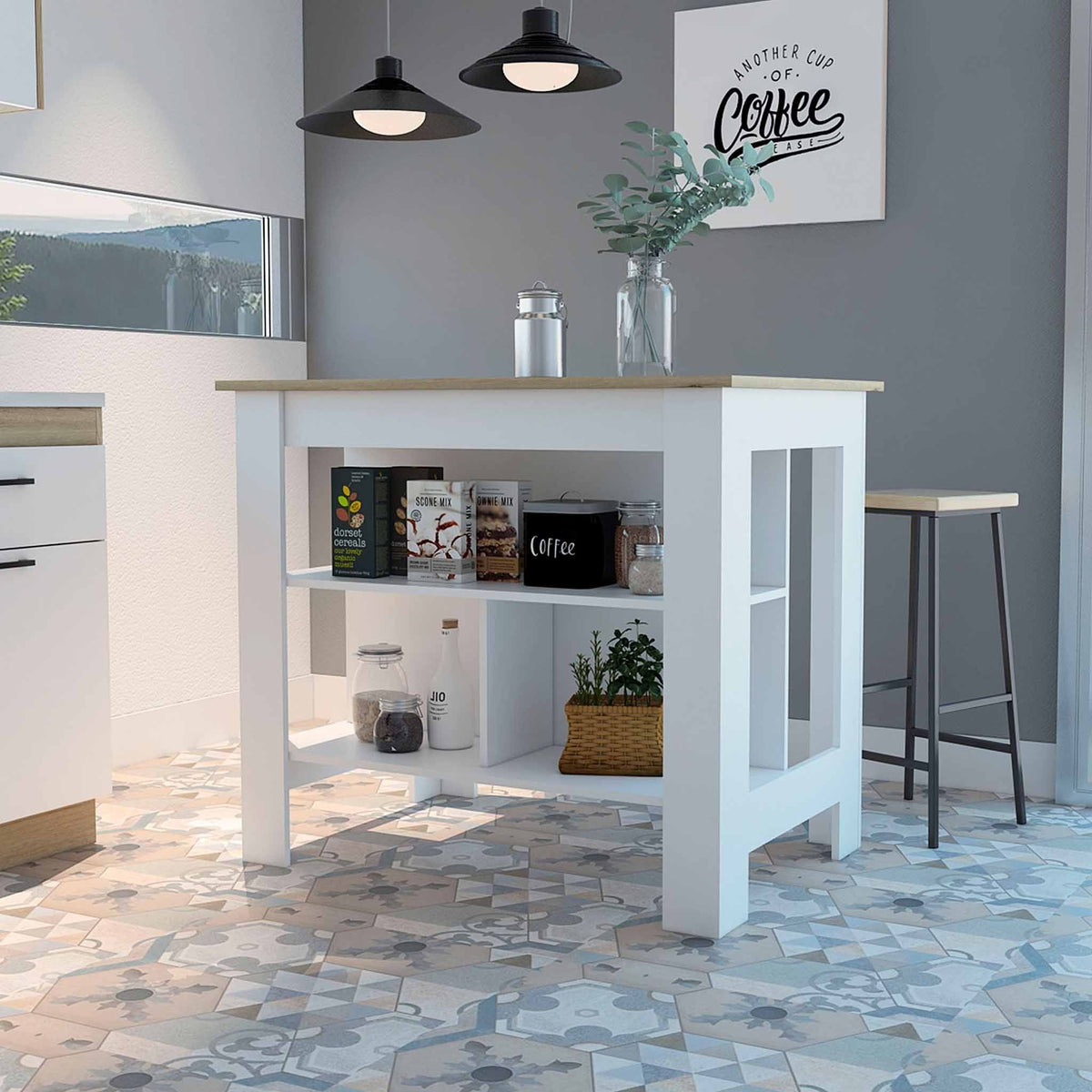 White Light-Oak Kitchen Island N689056