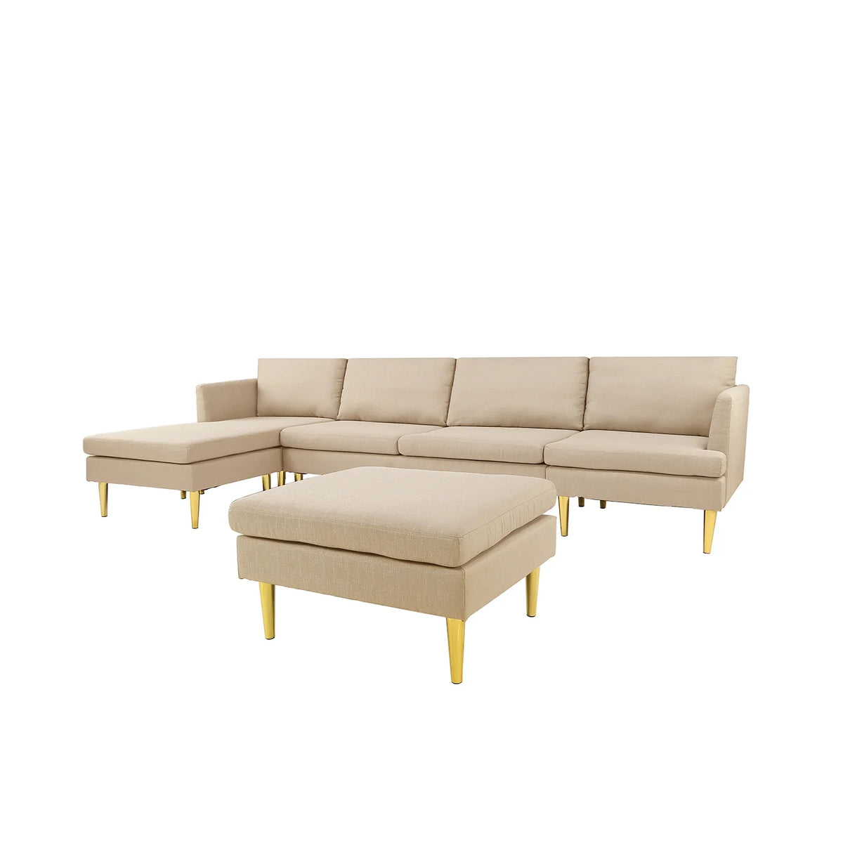 Modern Convertible Polyester Sectional Sofa with Ottoman Q7582