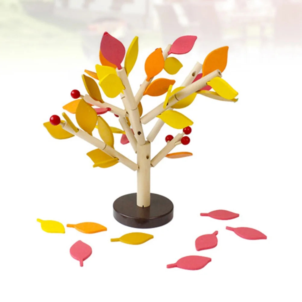 Creative Wooden Tree Blocks with Leaves 3D Building Set Toy G27856
