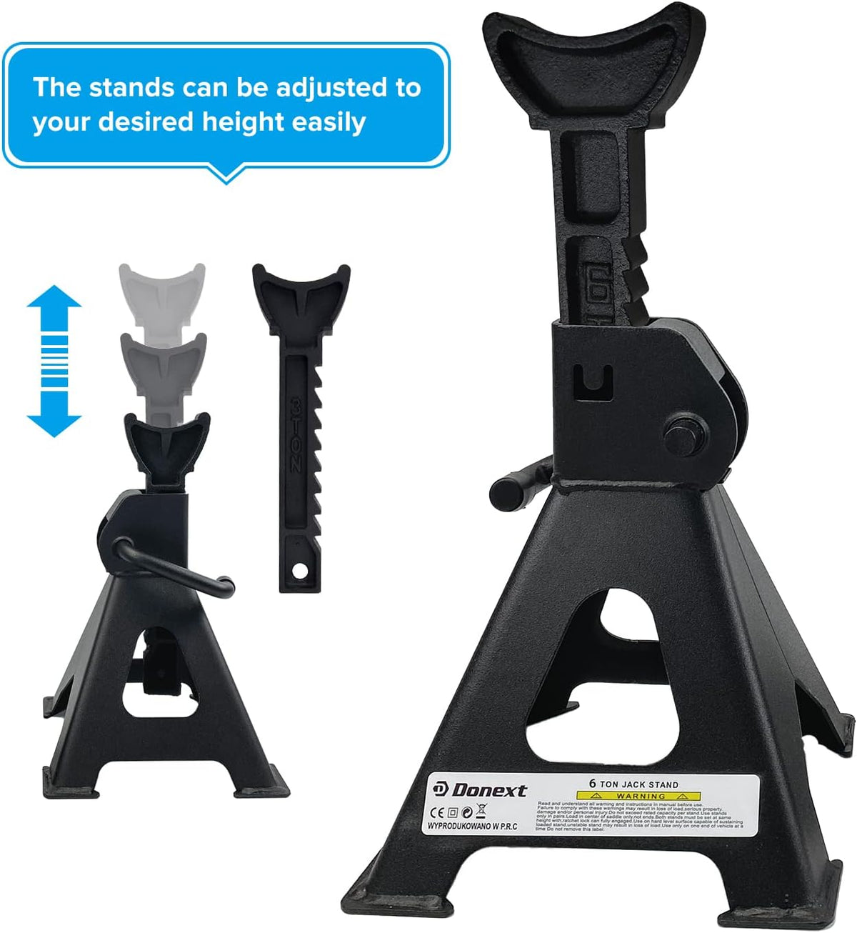 6 Ton Capacity Steel Jack Stands, 1 Pair, Black S17458