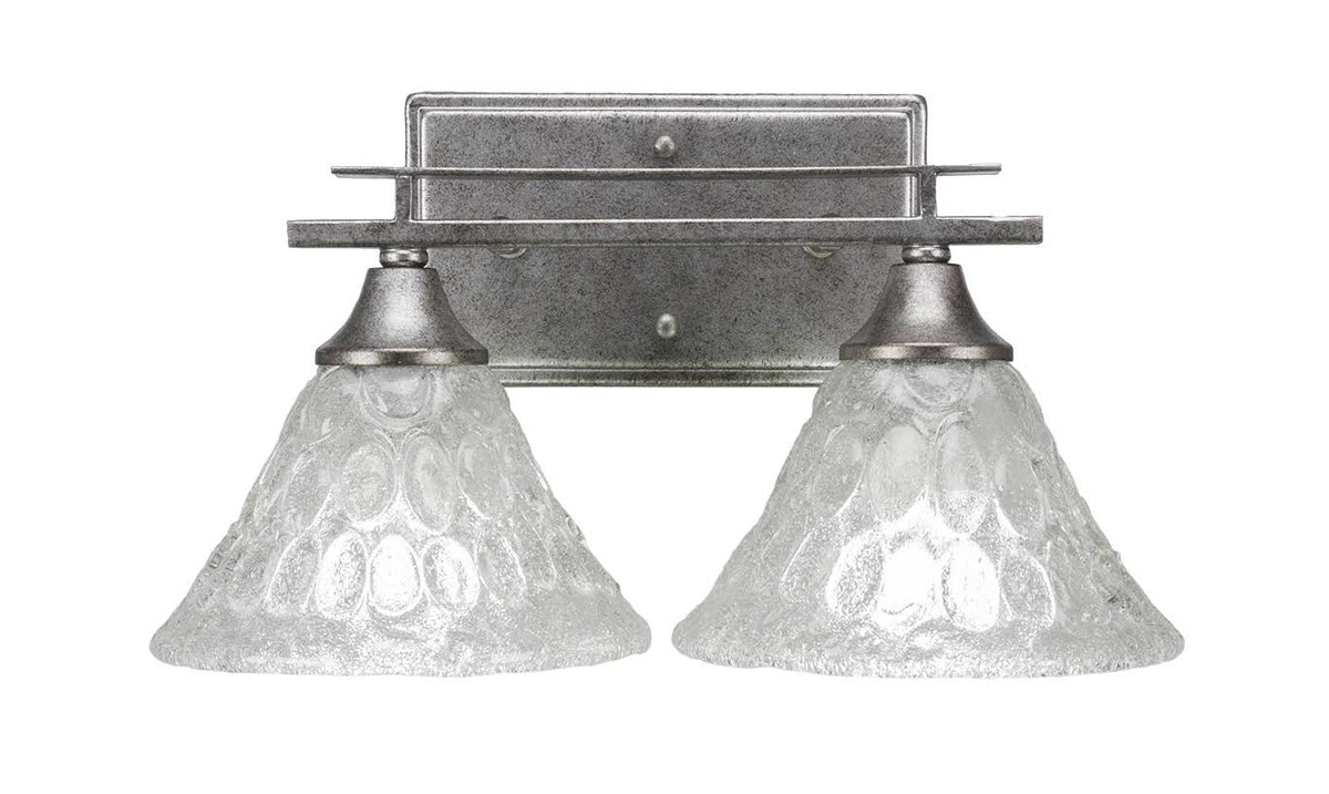 Two Light Bath Bar Aged Silver Finish with Italian Bubble Glass V880