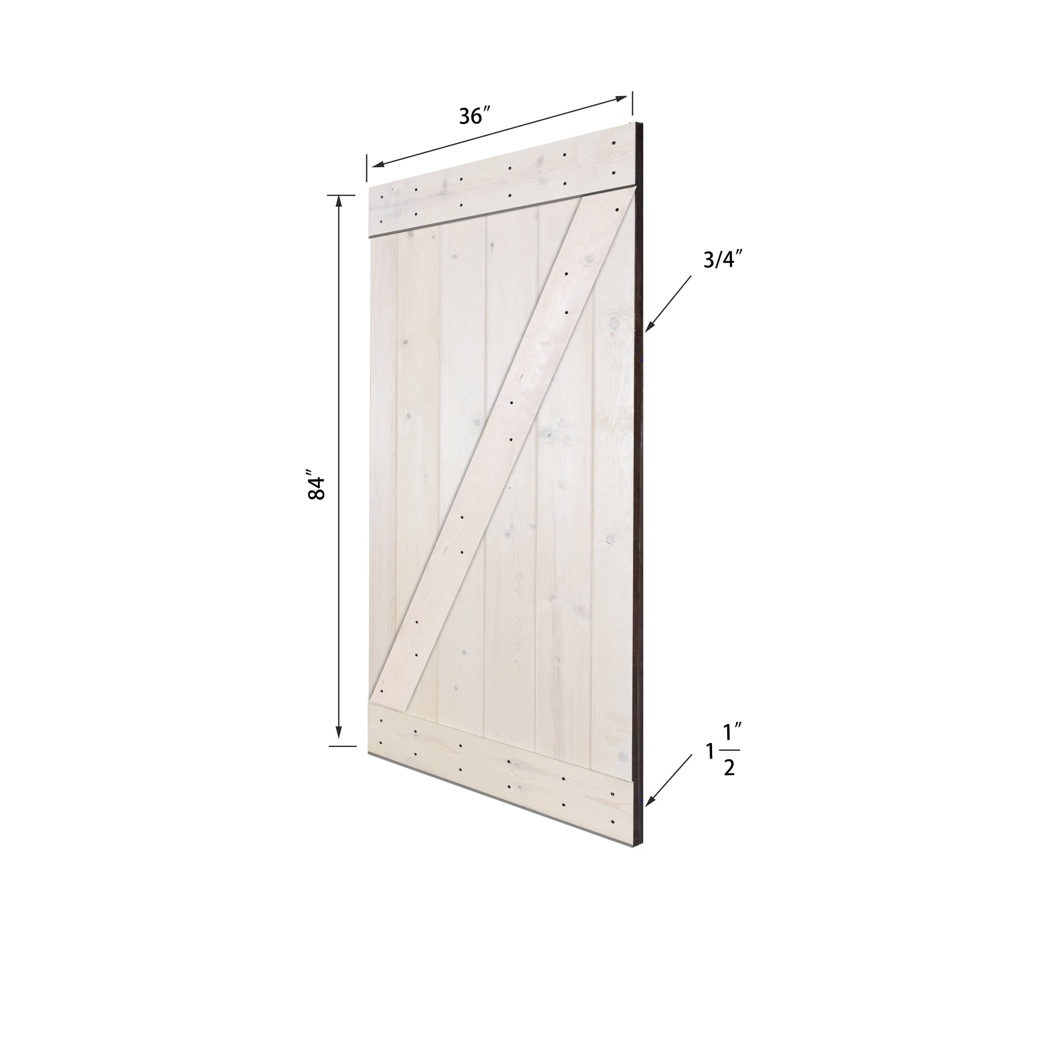 Red Oak Paneled Wood Barn Door with Installation Hardware Kit W783727