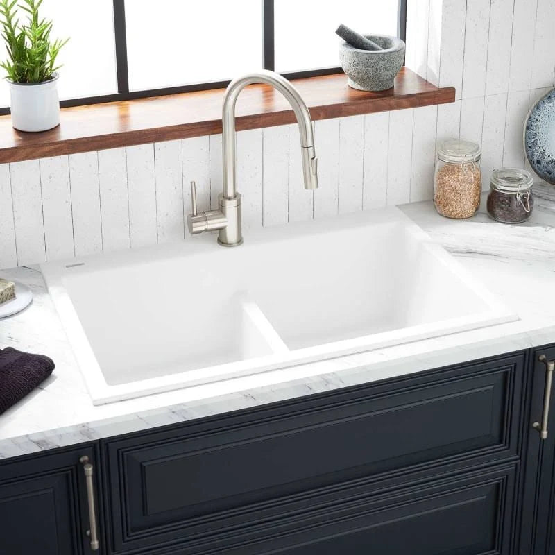 33x22 Drop in Double Basin Granite Composite Kitchen Sink Y44795