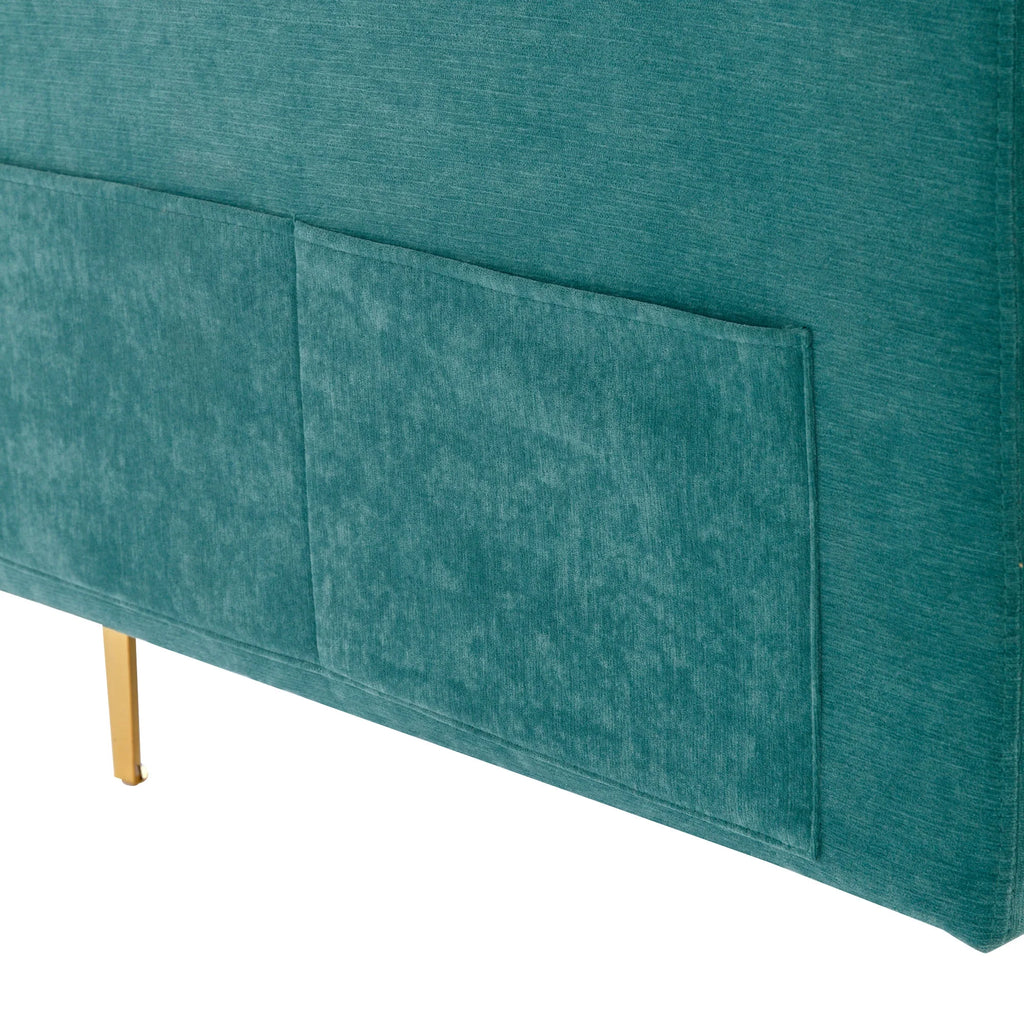 Green L-Shape Convertible Sectional Sofa with Movable Ottoman I71886