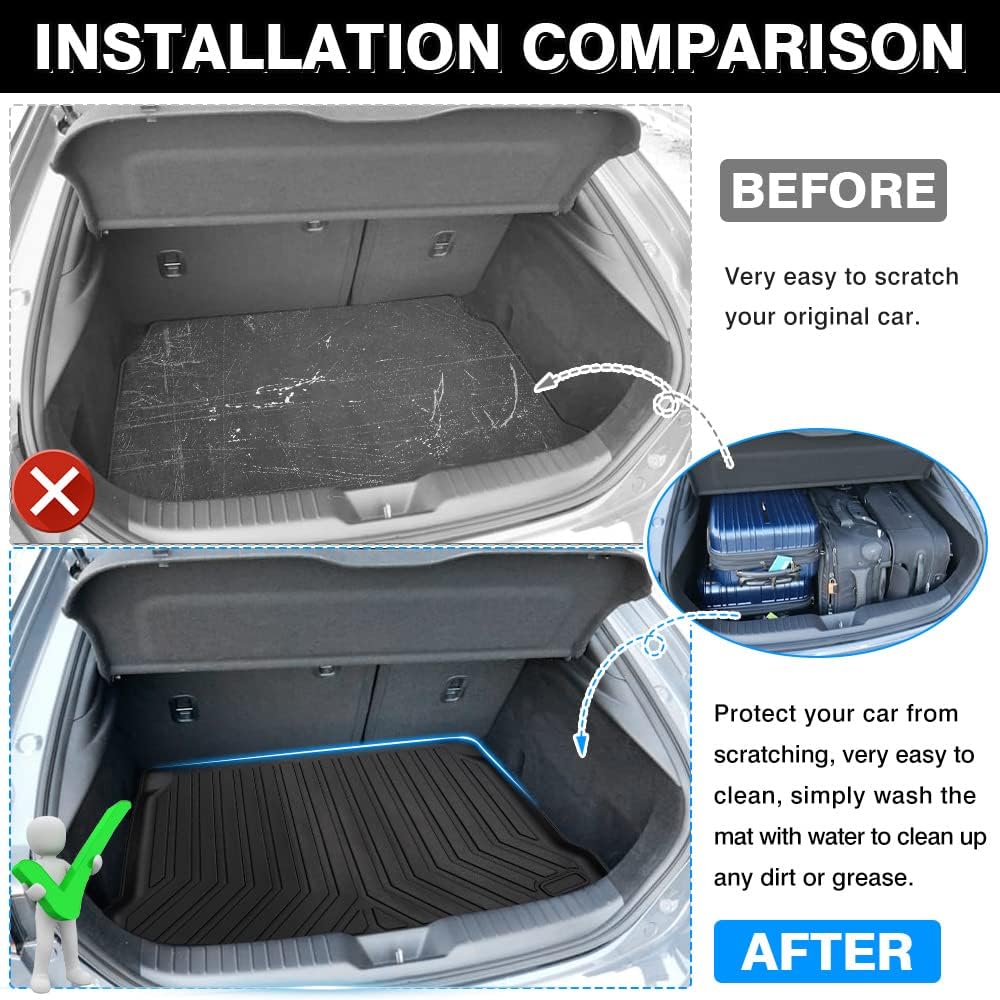 Custom Fit Cargo Liner Trunk Mat for Mazda 3 Hatchback, All Weather, Pack of 2 I55839