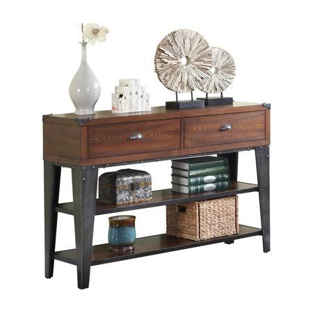 Walnut Sofa Table with Black Iron Nail Heads A232433