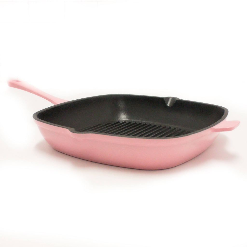 Pink Cast Iron Square Grill Pan V678948