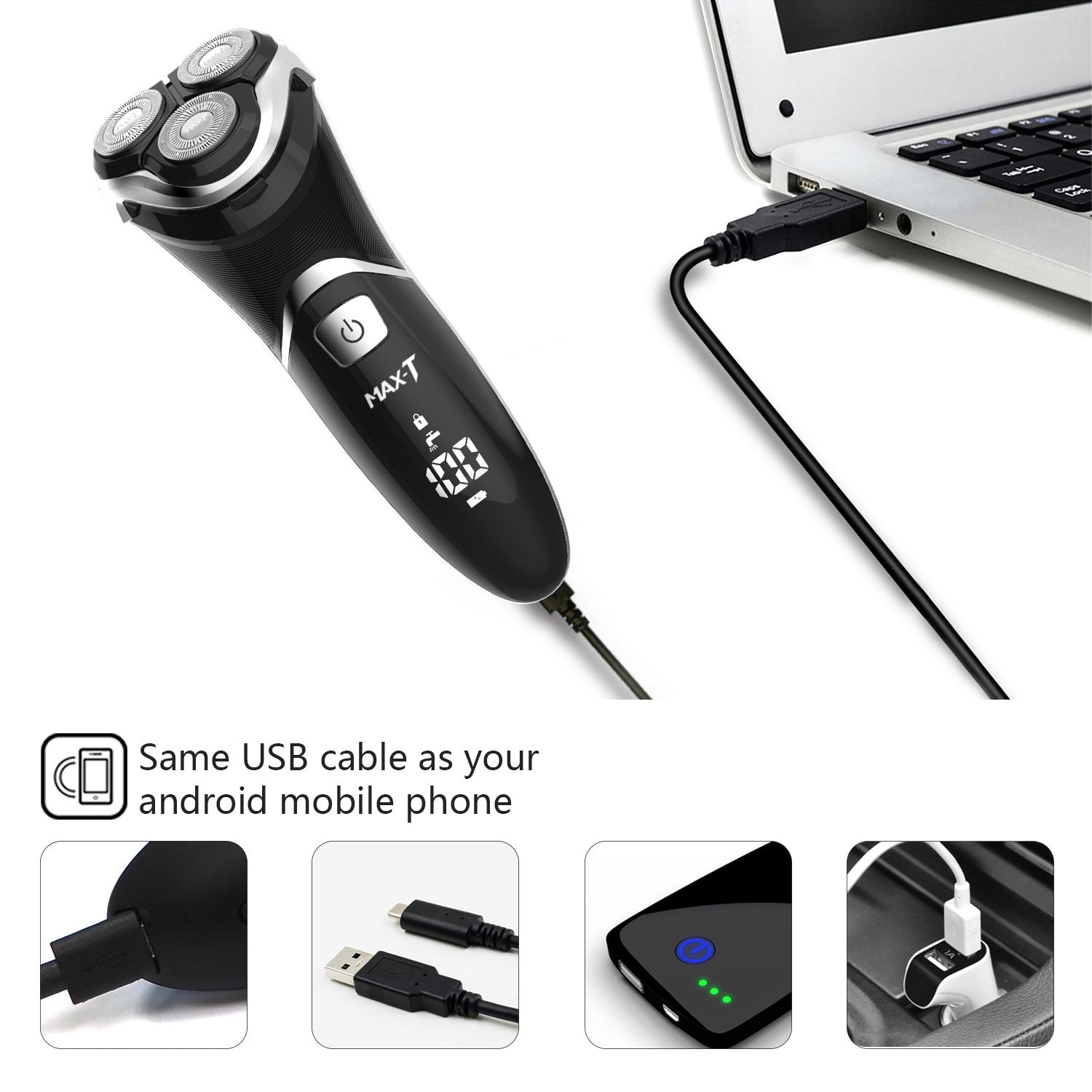 Electric Shaver Razor with Pop Up Trimmer and LED Display, IPX7 Waterproof B167