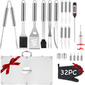 32 PCS BBQ Grill Tool Set with Thermometer in Heavy Duty Aluminum Case V7783