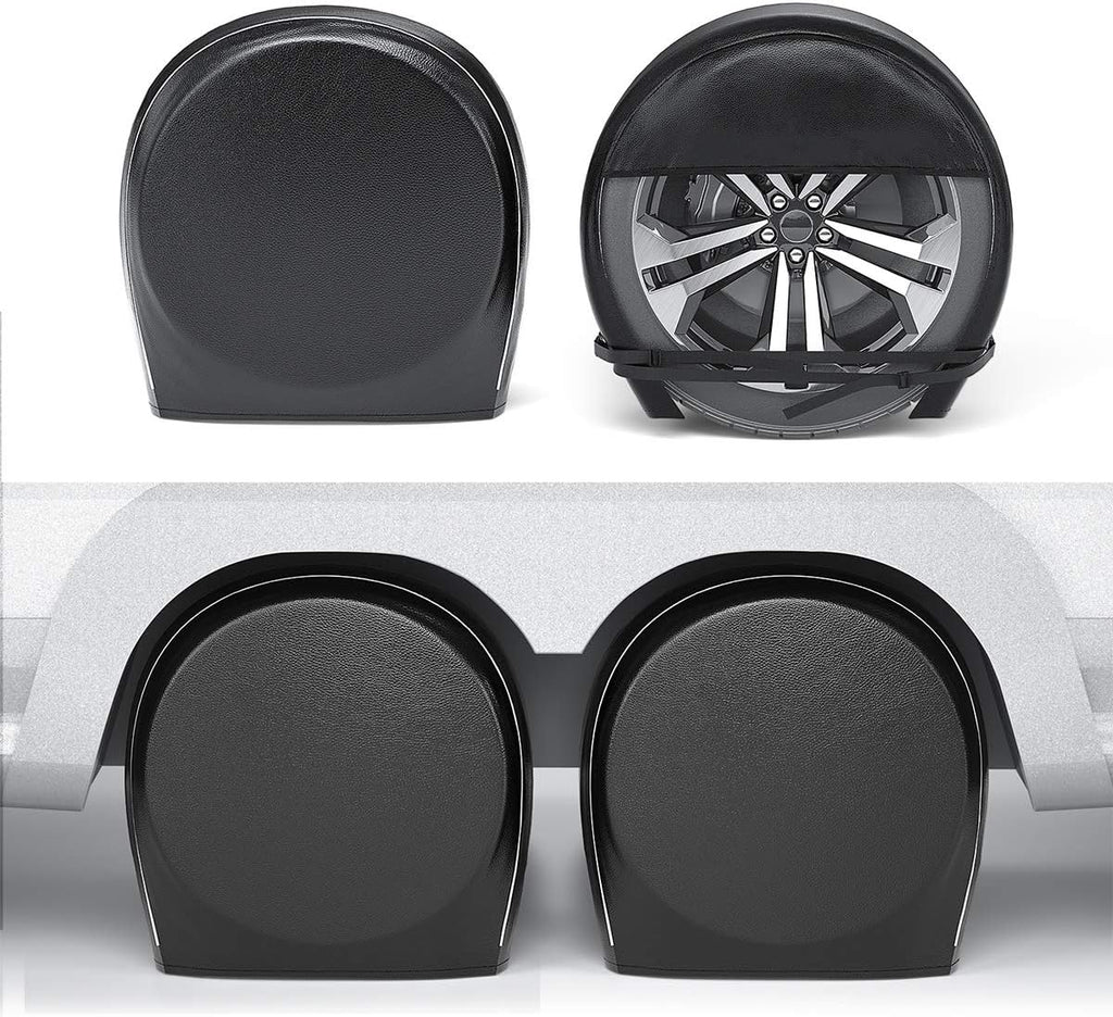 Waterproof Heavy Duty Vinyl RV Tire Covers Set of 4, Diameter 32" - 34.75", Black A417860
