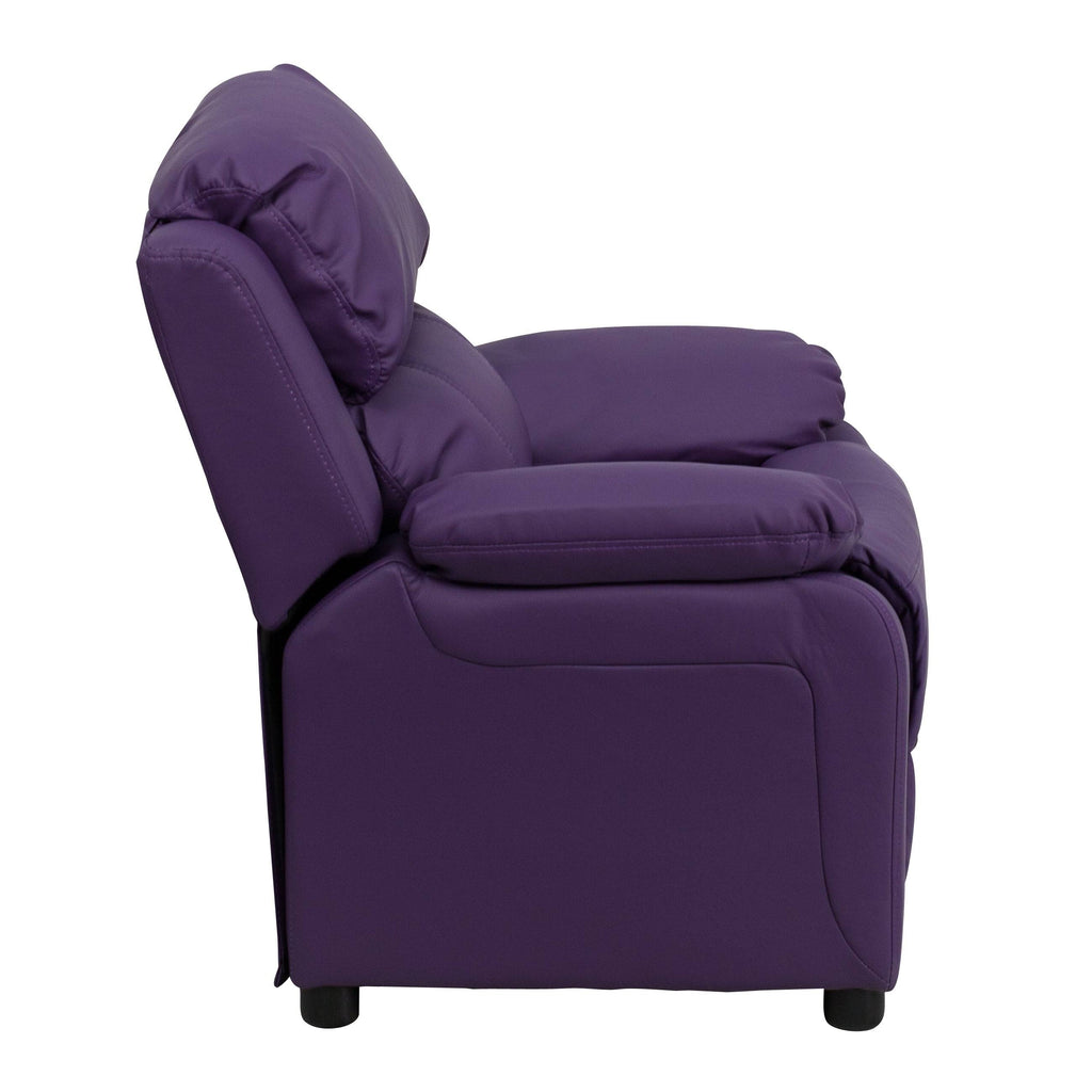 Purple Vinyl Kids Recliner with Storage Arms C1015