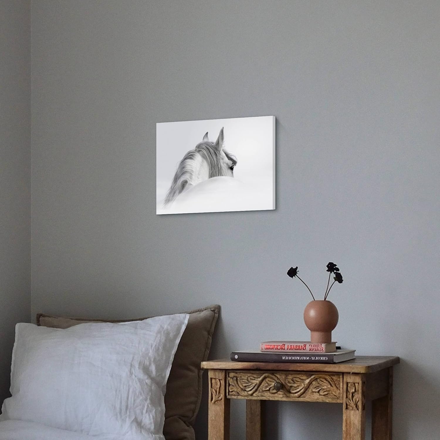 White Pony Equestrian Canvas Wall Art A12173